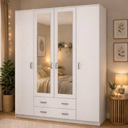 Armadio Camera da Letto Miazzina, Guardaroba Grande 9 Ripiani, 160x205h cm Bianco