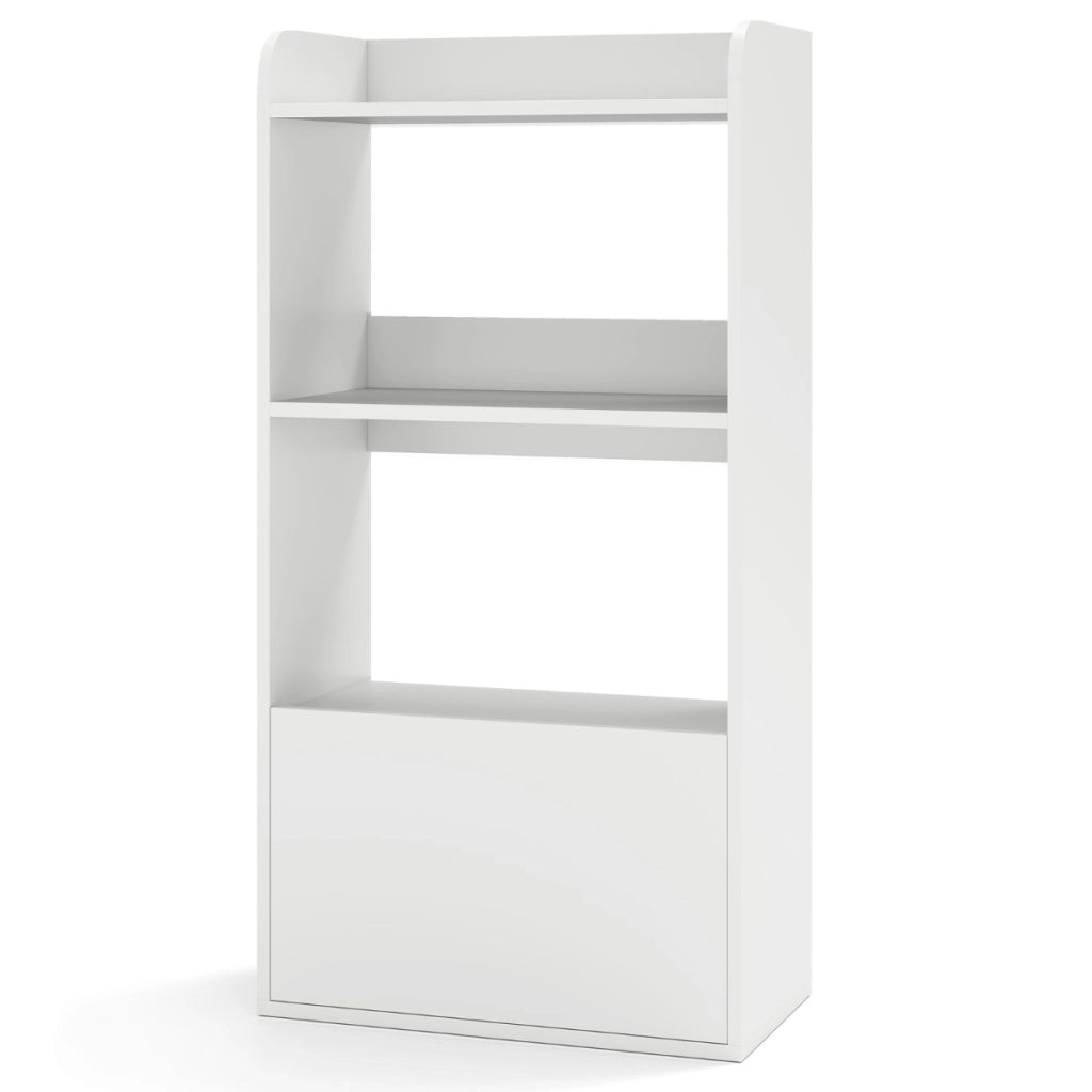 Scaffale per esposizione con cassetto e antiribaltamento-Libreria autoportante con 3 ripiani aperti Bianco