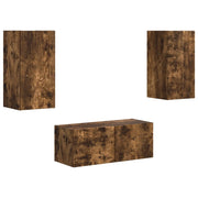 Set mobile TV 2 pz | Armadietto TV | Mobile Porta TV Rovere fum¨¦ Legno multistrato