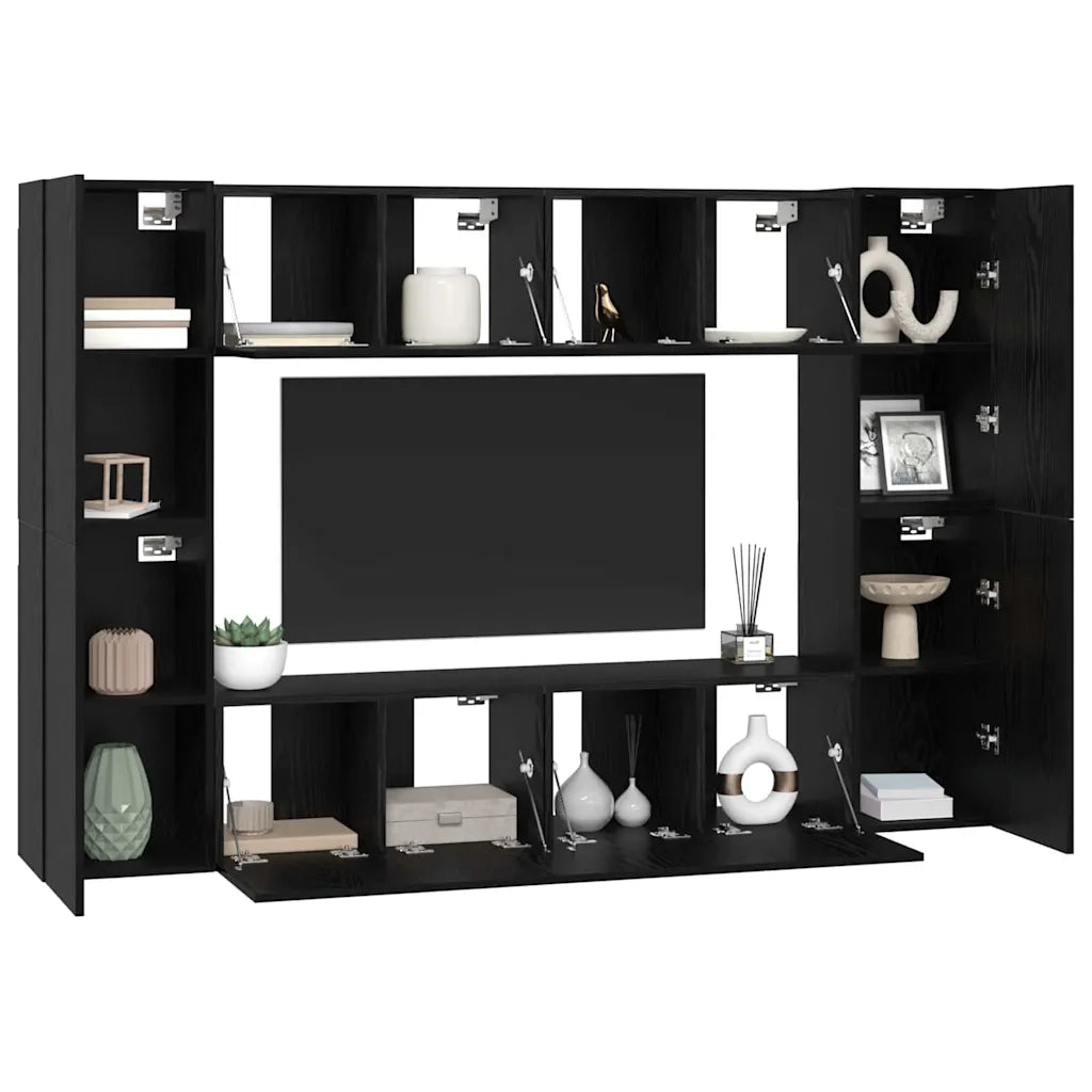 Set mobile TV 8 pcs Rovere Nero Legno multistrato 3393376