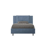 Letto imbottito 1 piazza e mezza 120x200 cm Appia - Con rete,Microfibra,Blu
