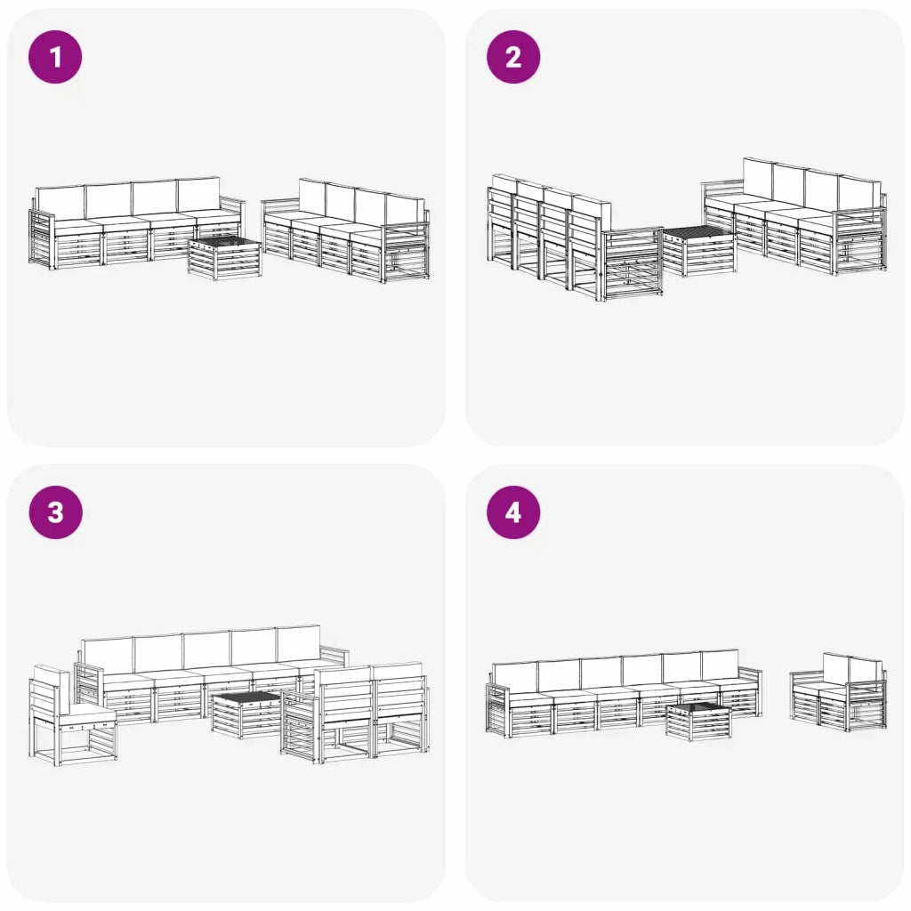 Set divani con cuscino 9 pcs Bianco e Antracite Poliestere