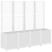 Fioriera | Cassetta per fiori | Vaso da Giardino con Traliccio Bianco 160x40x140 cm in PP