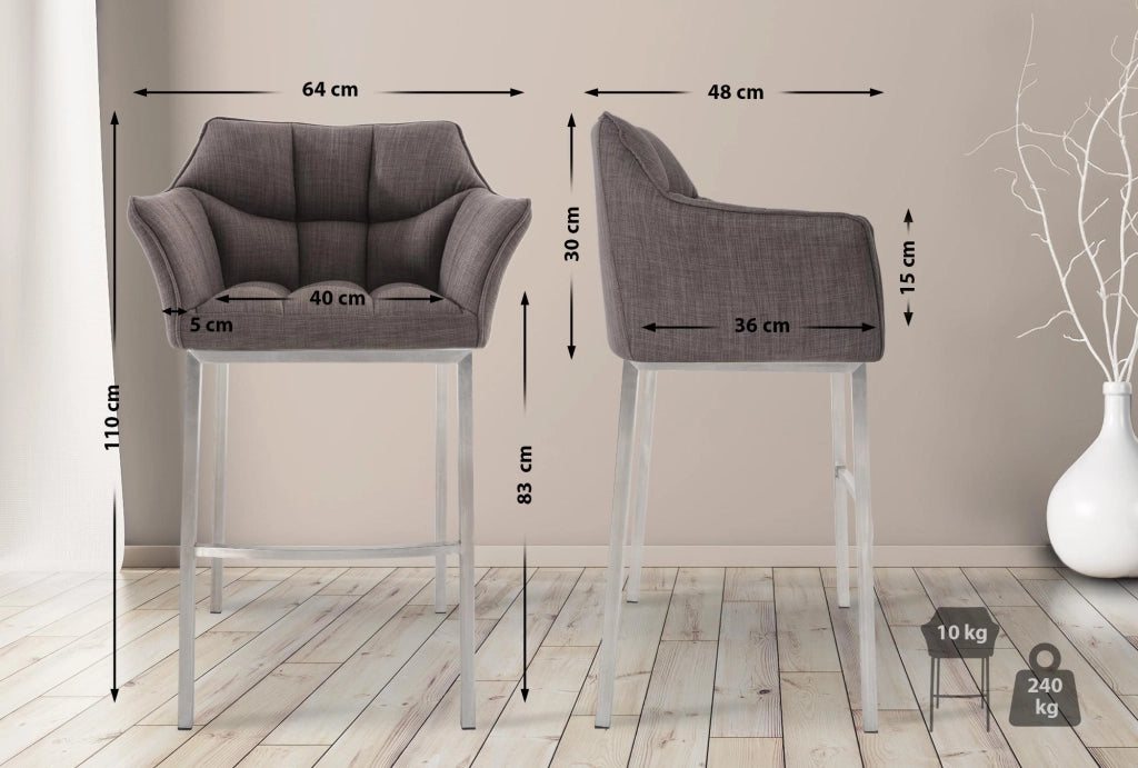 Barhocker Damaso E Stoff mit 4-FuЯ Gestell