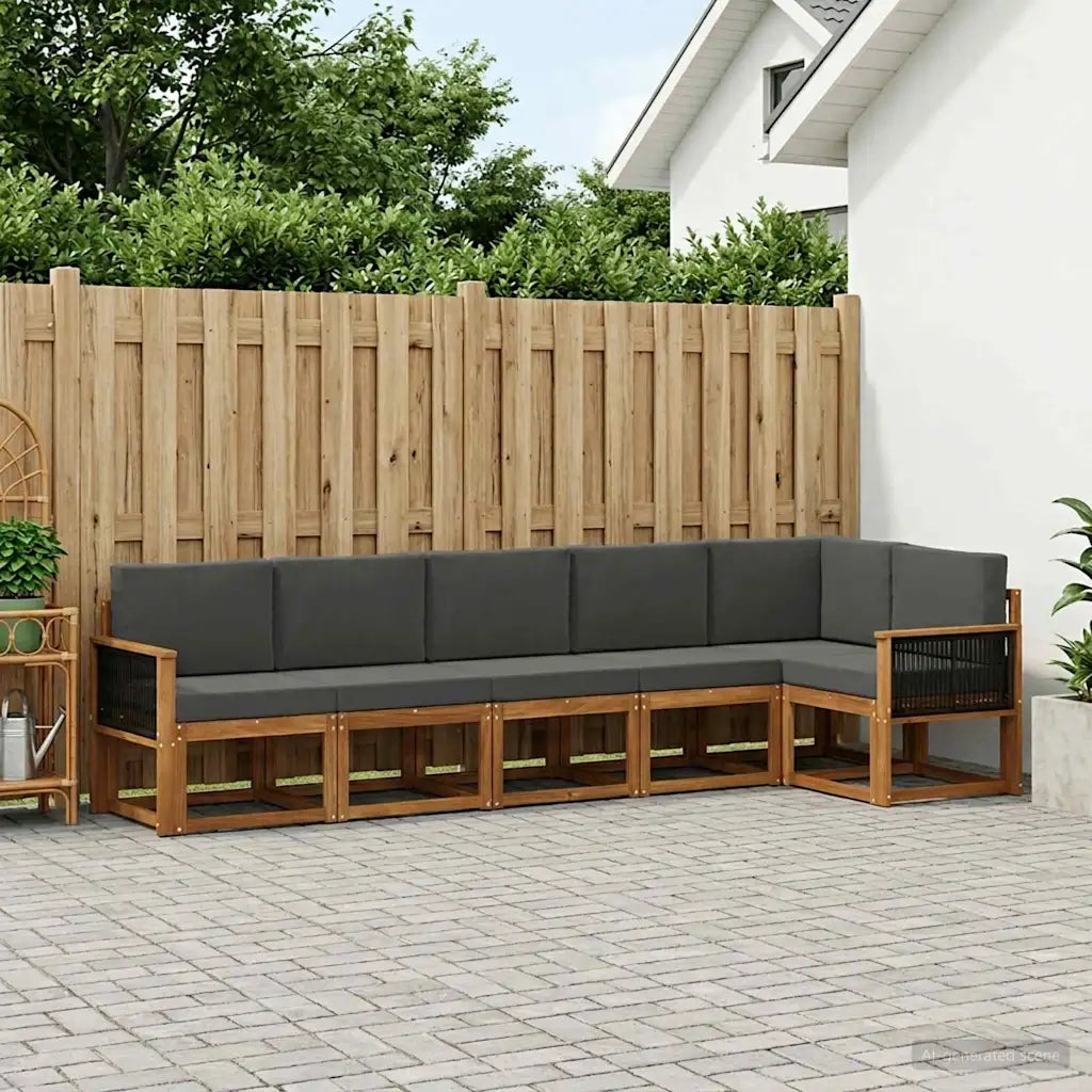 Set di divani da esterno 6 pcs Naturale e Antracite Poliestere