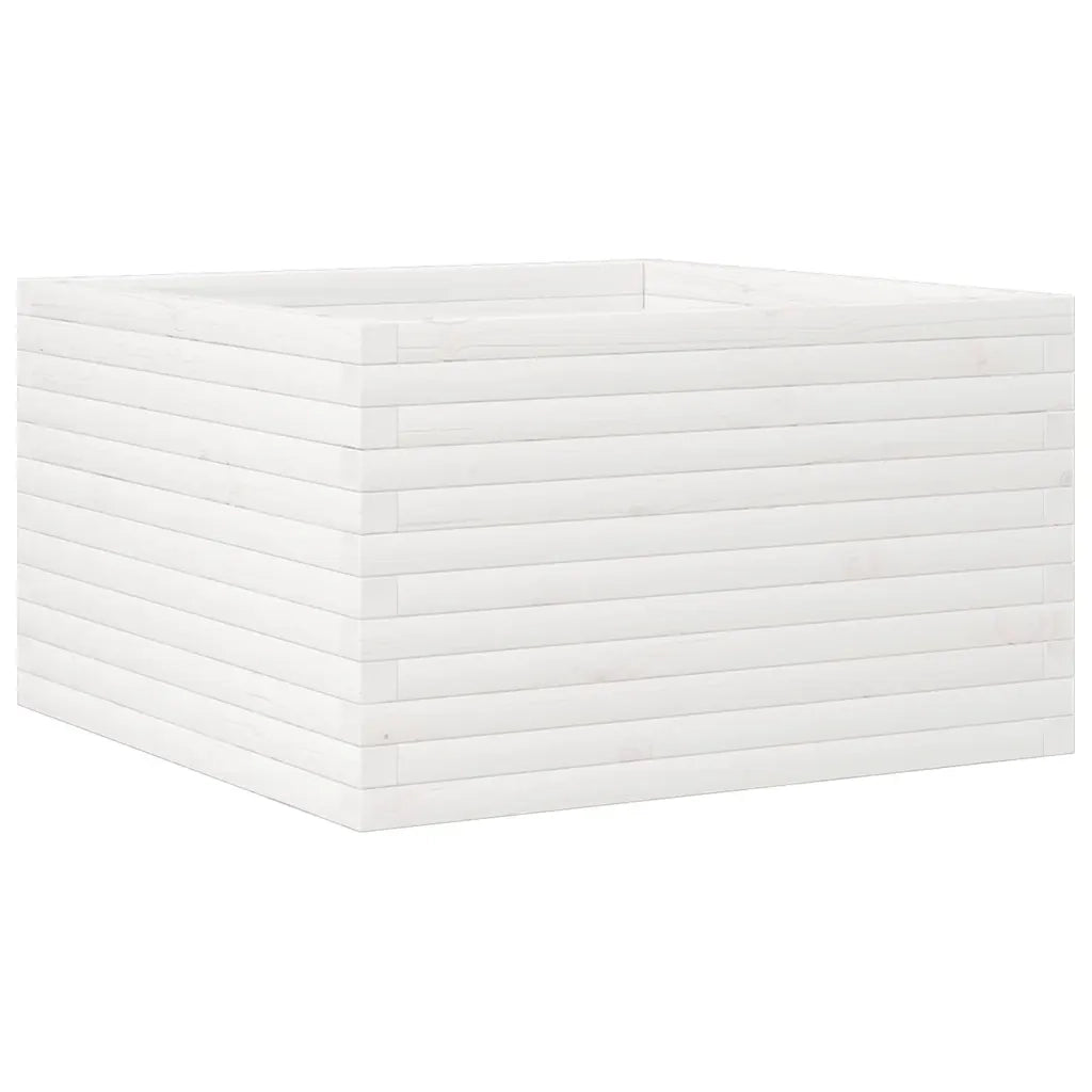 Fioriera | Cassetta per fiori | Vaso da Giardino Bianca 80x80x45,5cm Legno Massello di Pino