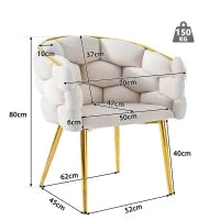 Sedia Imbottita in Velluto con Protezione per la Schiena, Gambe Anteriori Regolabili, di Lusso, 50×47×80 cm, Beige