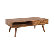 Tavolino basso SCANI 100 cm in legno di Sheesham massiccio verniciato stile scandinavo