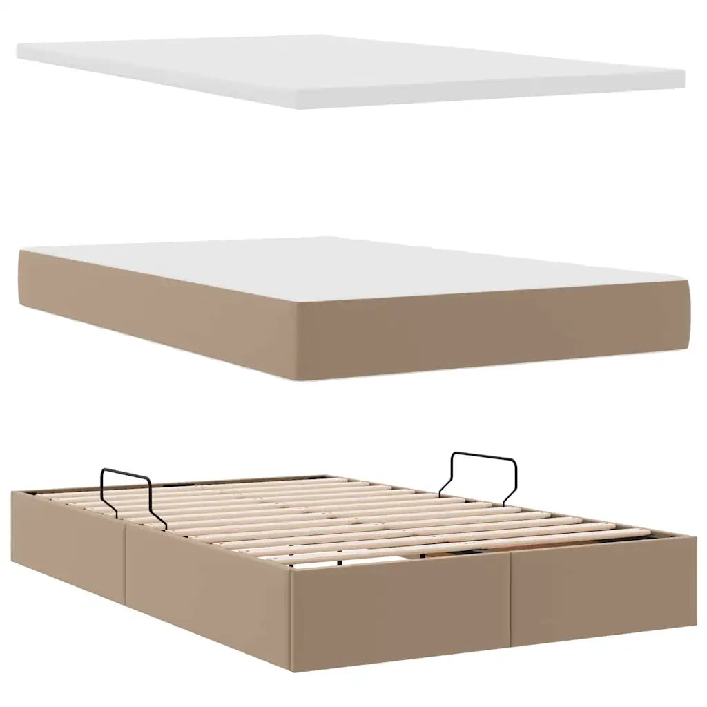 Letto con contenitore e LED con led Cappuccino 120 x 200 cm