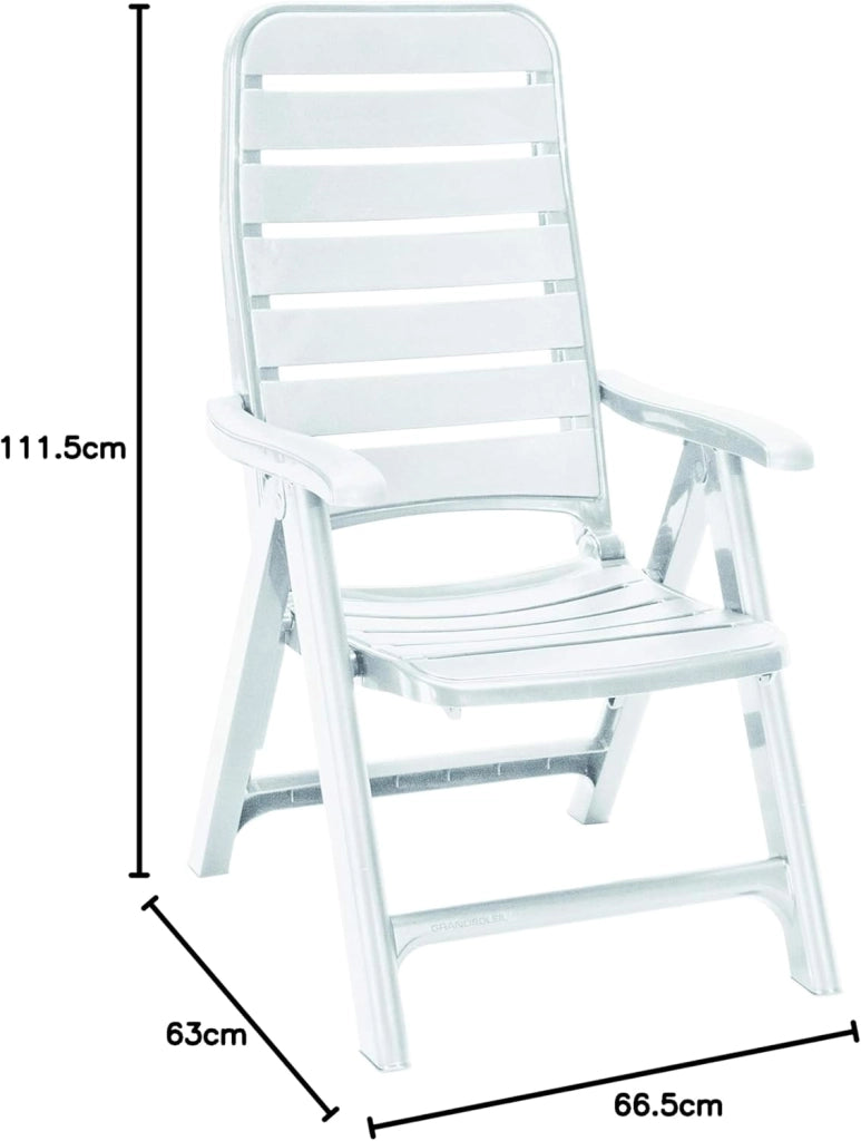 GRAND SOLEIL Green Boheme Greenpol Poltrona 5 Posizioni, 66,5 X 63 X 111,5 Cm Bianco