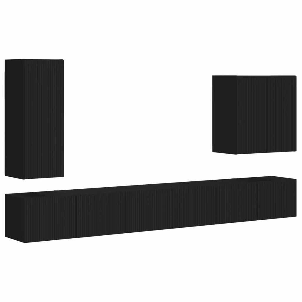 Set di Mobiletto da TV a Parete Montaggio a parete 6 pcs Nero 3408944