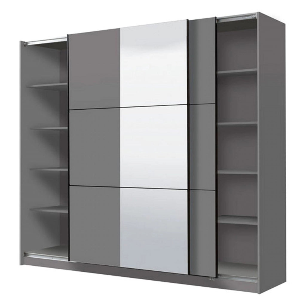 Armadio Camera da Letto Sorgono, Guardaroba Grande Appendiabiti, 236.5x210h cm Nero Antracite