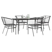 vidaXL Set Mobili da Pranzo per Giardino 5 pz Nero Polyrattan Vetro