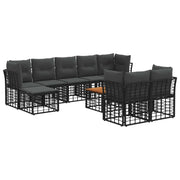 Set di divani da esterno 10 pcs Nero e Grigio scuro Poliestere