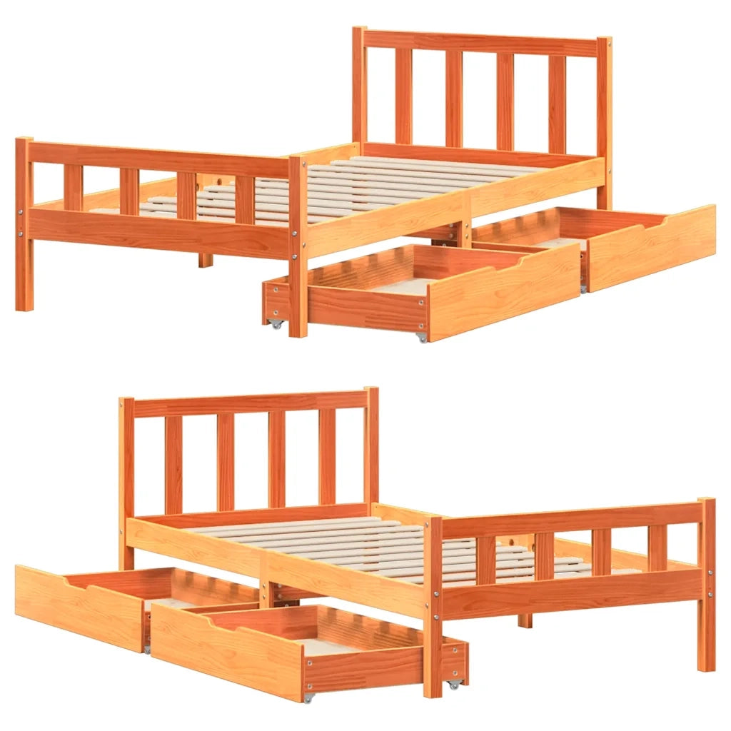 Letto senza Materasso Marrone Cera 75x190 cm in Legno di Pino 3301589
