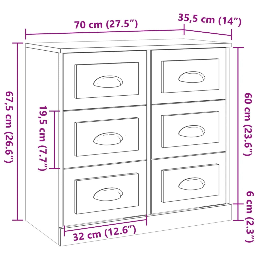 Credenza Rovere Fumo 70x35,5x67,5 cm in Legno Multistrato 816437
