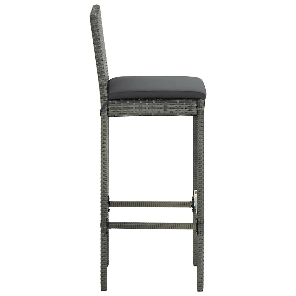 Sgabelli da Bar con Cuscini 4 pz Grigi in Polyrattan 313438