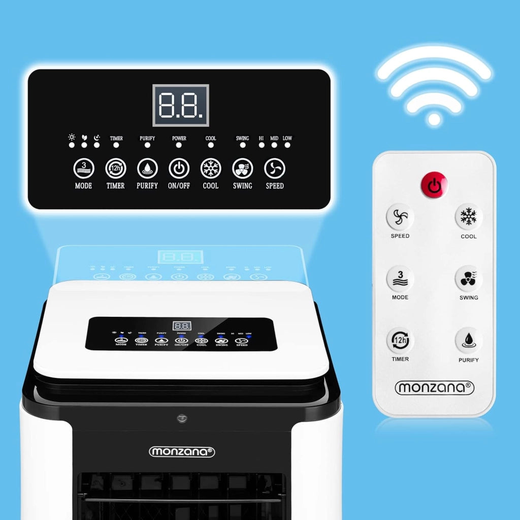 ® Climatizzatore 4in1 Telecomandato 7 L Serbatoio Condizionatore d'aria Ionizzatore Timer Umidificatore Mobile