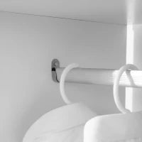 Mobile Appendiabiti con Barra in Alluminio e 2 Ripiani Aperti, in Truciolato, 60x40x128 cm, Bianco