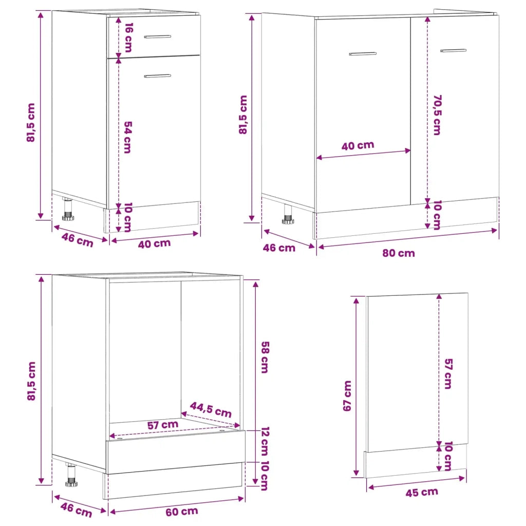 Unità Cucina Lyon 8 pcs Rovere Nero Legno ingegnerizzato 3445843
