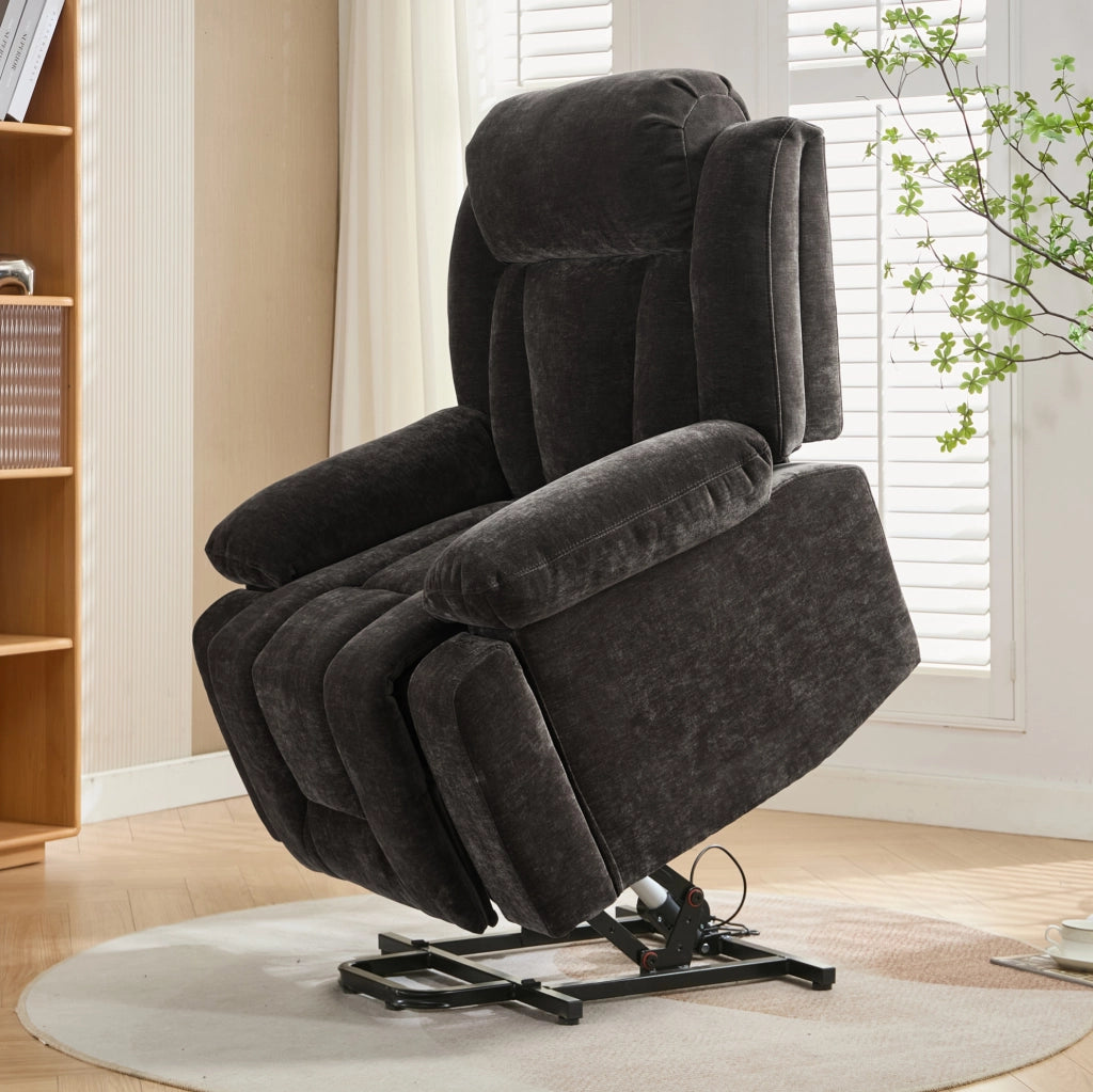 Poltrona relax elettrica reclinabile con massaggio; riscaldamento; USB; 95x94x107 cm; marrone