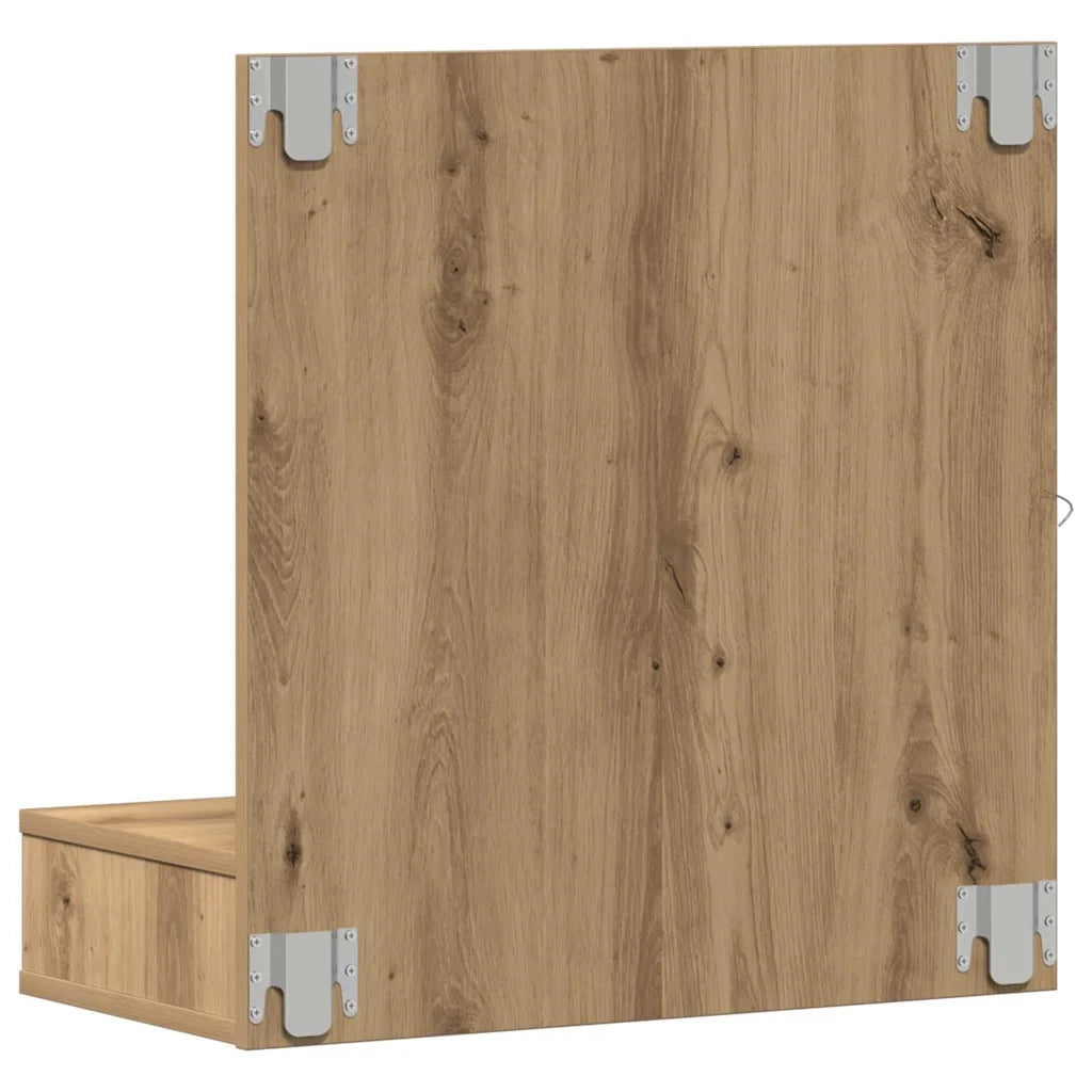 Mobiletto per specchio-Mensola con Specchio Rovere artigianale 60 x 31,5 x 62 cm