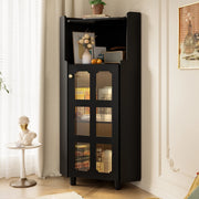 Mobile angolare, libreria, mobile da bagno, illuminazione a LED, controllabile tramite app, 63.5 x 124 cm, nero