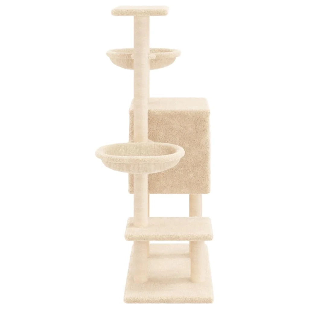 Tiragraffi per gatti torre per arrampicata giocattolo piattaforma per arrampicata con tiragraffi in sisal 117 cm crema 02_0022460