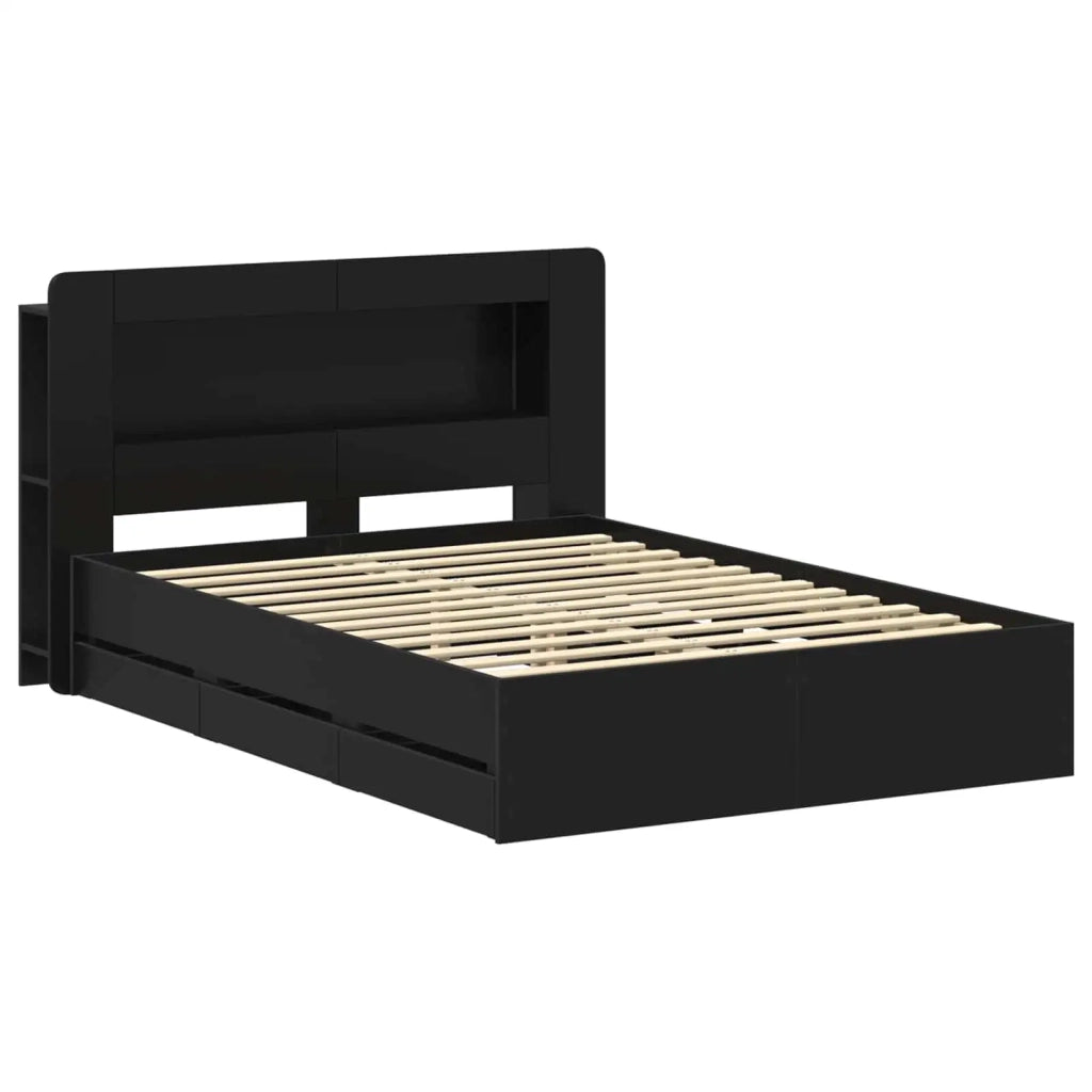Struttura del letto con stoccaggio e testata Nero 150 x 200 cm 3434052