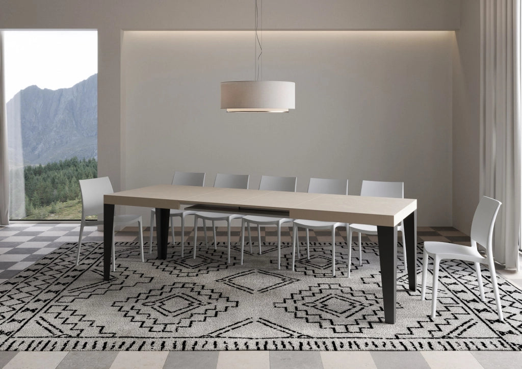 Tavolo allungabile 90x160/420 cm Flaris cashmere gambe antracite