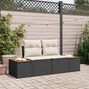 Divano da giardino a 2 posti con cuscini Nero Polyrattan
