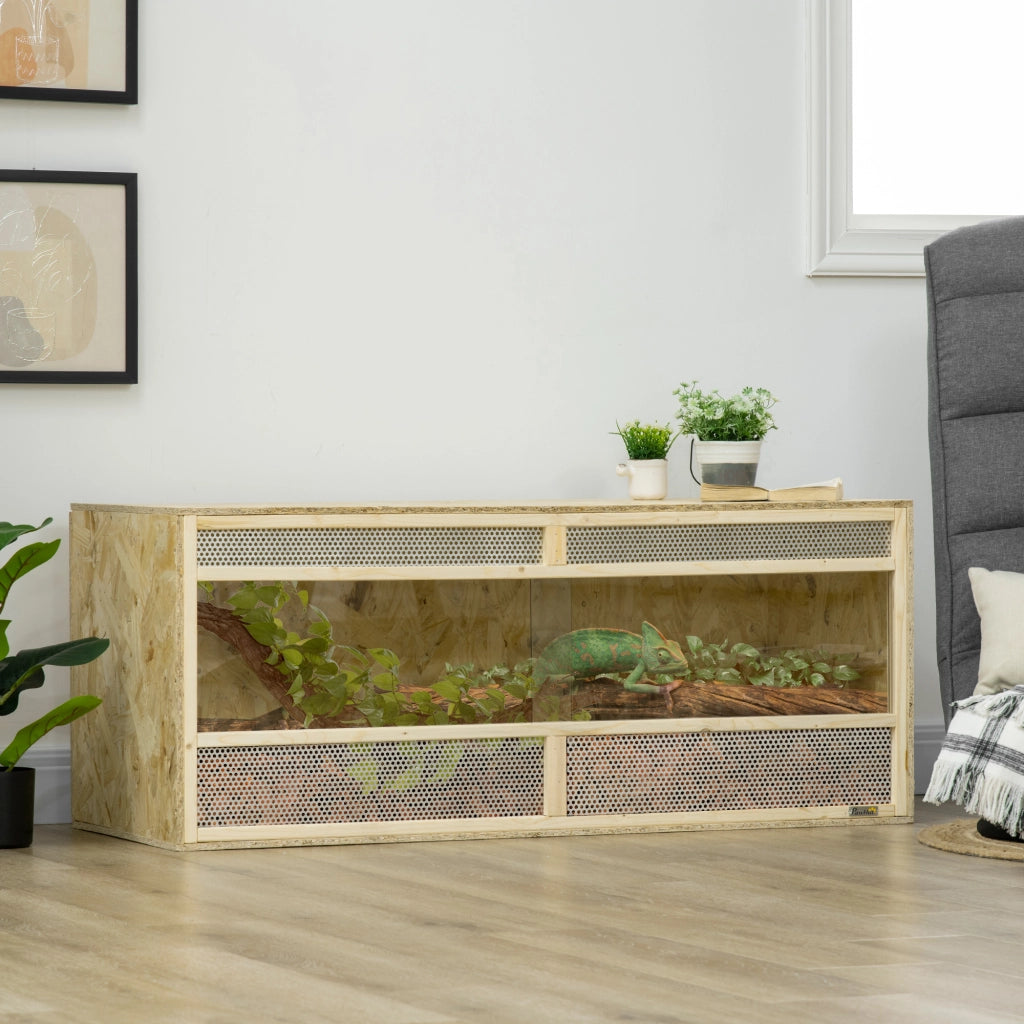 Terrario in Vetro per Rettili e Anfibi ¨C Xylo ¨C Porte Scorrevoli con Griglie Aerazione 120x50x50cm