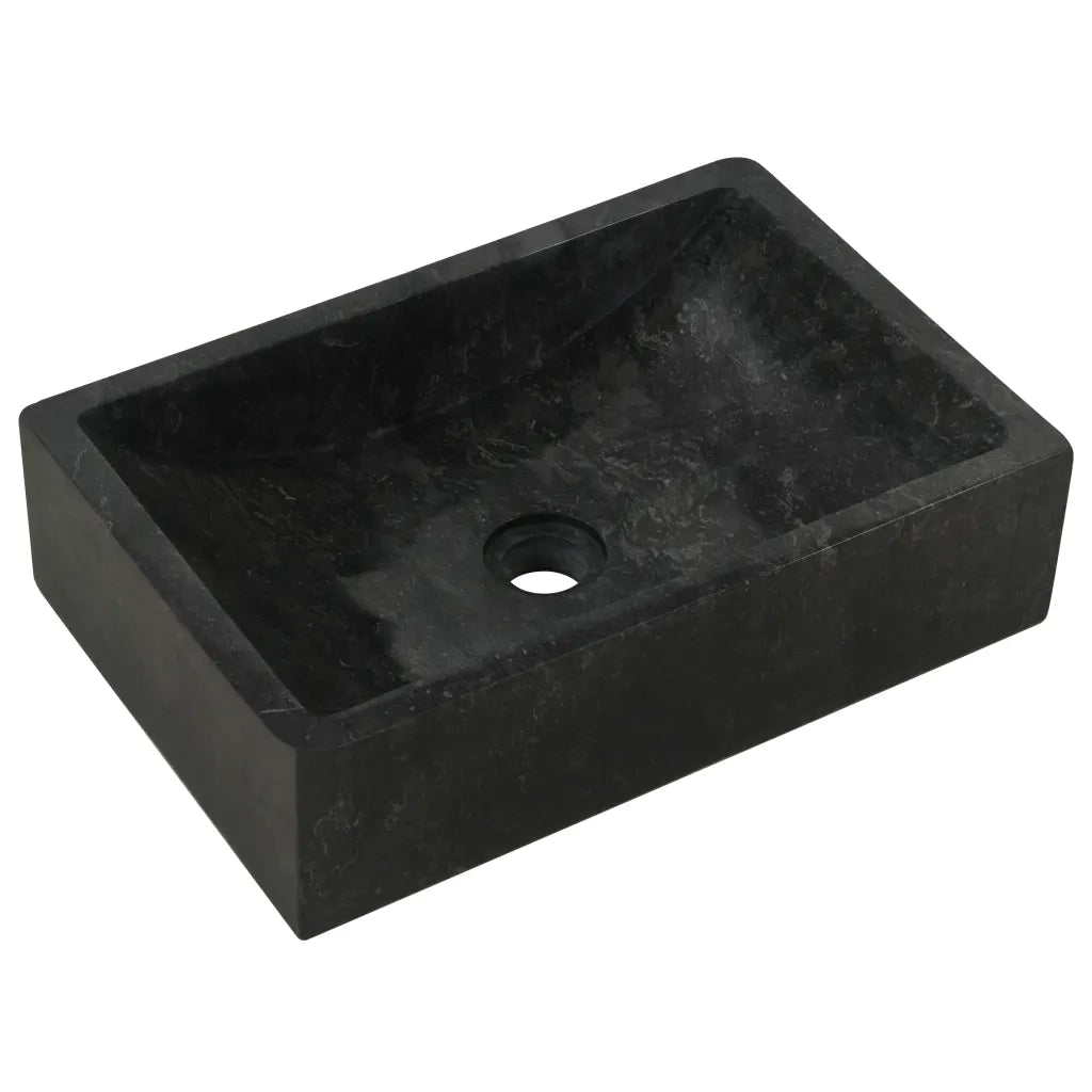 Mobile Vanità Bagno e Lavandini Marmo Nero Legno Massello Teak 3096584