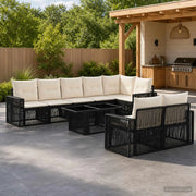 Set Divano da Giardino 9 pz Nero e Bianco Crema polyrattan 3436819