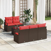 Set di divani 6 pcs Marrone e Rosso polyrattan