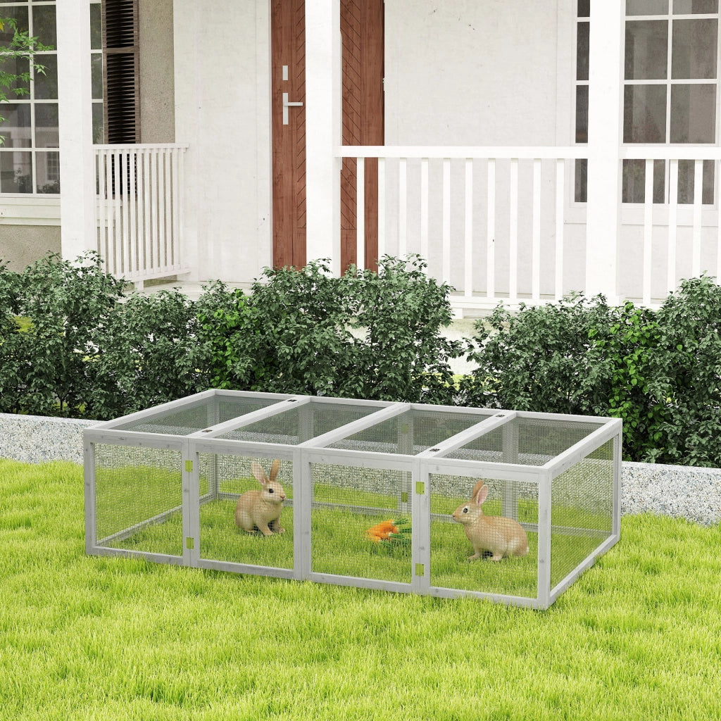 Gabbia per conigli da esterno ¨C zephmum ¨C in legno massello grigio 181x100x48 cm