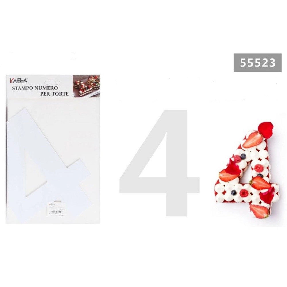 Trade Shop - Stampo Torte Dolci A Forma Di Numero 4 10 Pollici Strumento Taglio Stencil 55523 -