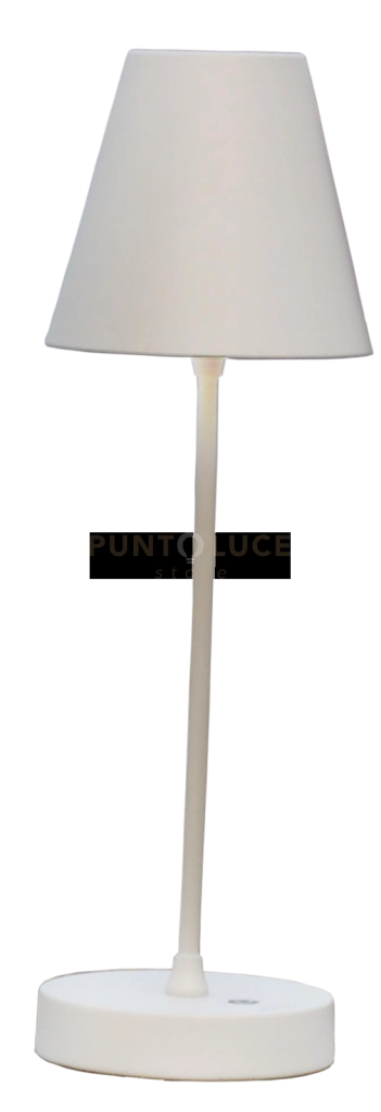 LA ANGINA-M B Lampada da tavola paralume metallo ricaricabile bianco opaco 7W 3600K, dimmerabile 30-60-100%, lumen 630