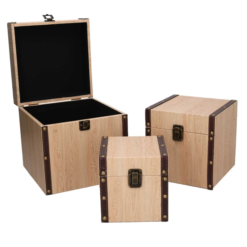 Scatola ecopelle 1-3 effetto legno quadro cm 22x22h22