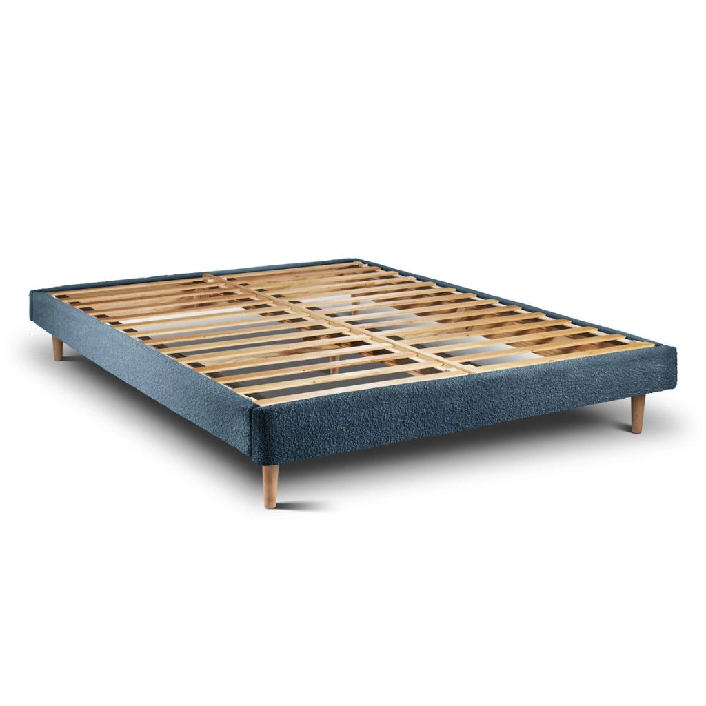 Letto 150x190 cm con testiera in linea - tessuto bouclé