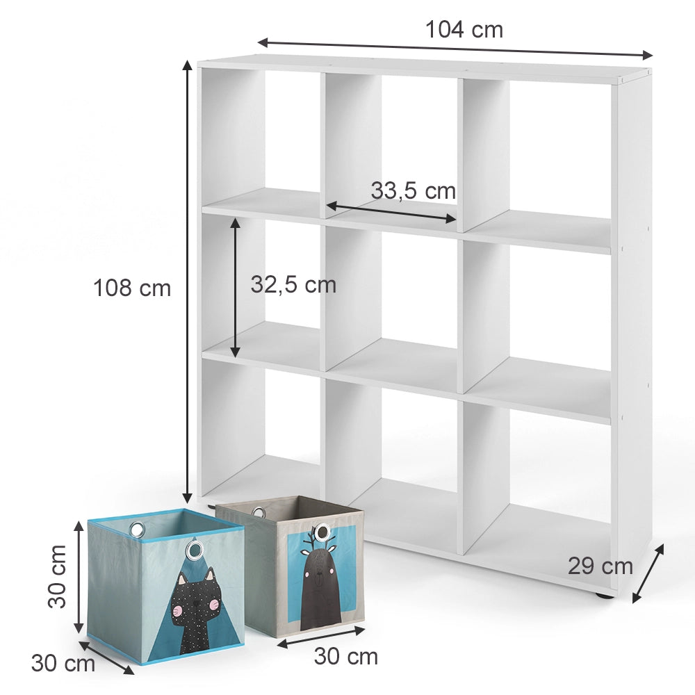 Vicco Libreria bambini Bianco 104 x 108 cm con 6 scatole pieghevoli