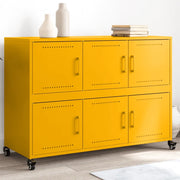 Credenza-Buffet-Armadio da cucina Giallo Senape 100,5x39x72 cm Acciaio Laminato a Freddo