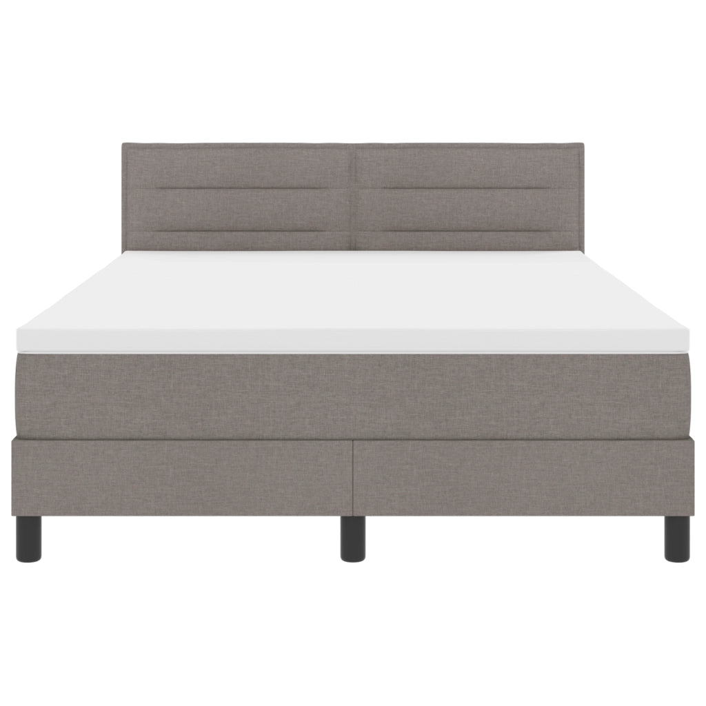 Letto con Box Spring e materasso & LED taupe 140x190 cm in tessuto
