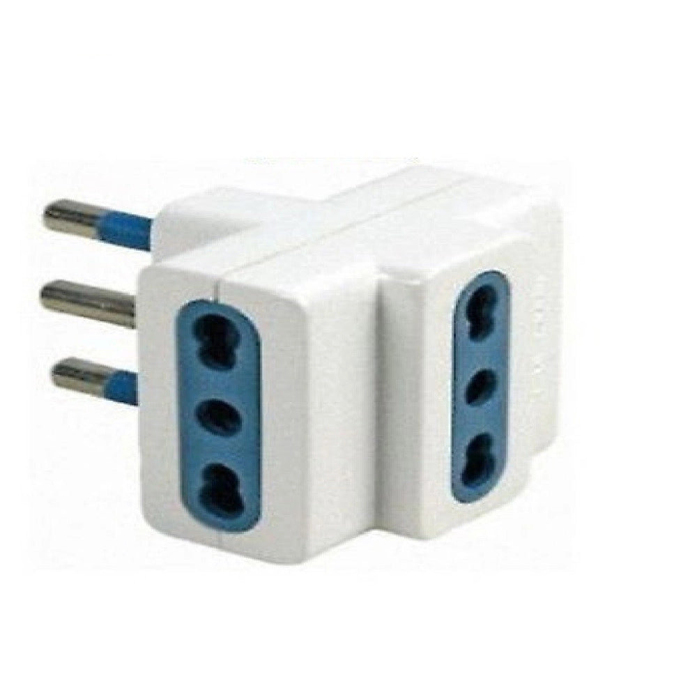 Trade Shop - Adattatore Triplo 2p+ T 10a Con Spina 10a  + 3 Prese 10a Tripla Attacco Piccolo -