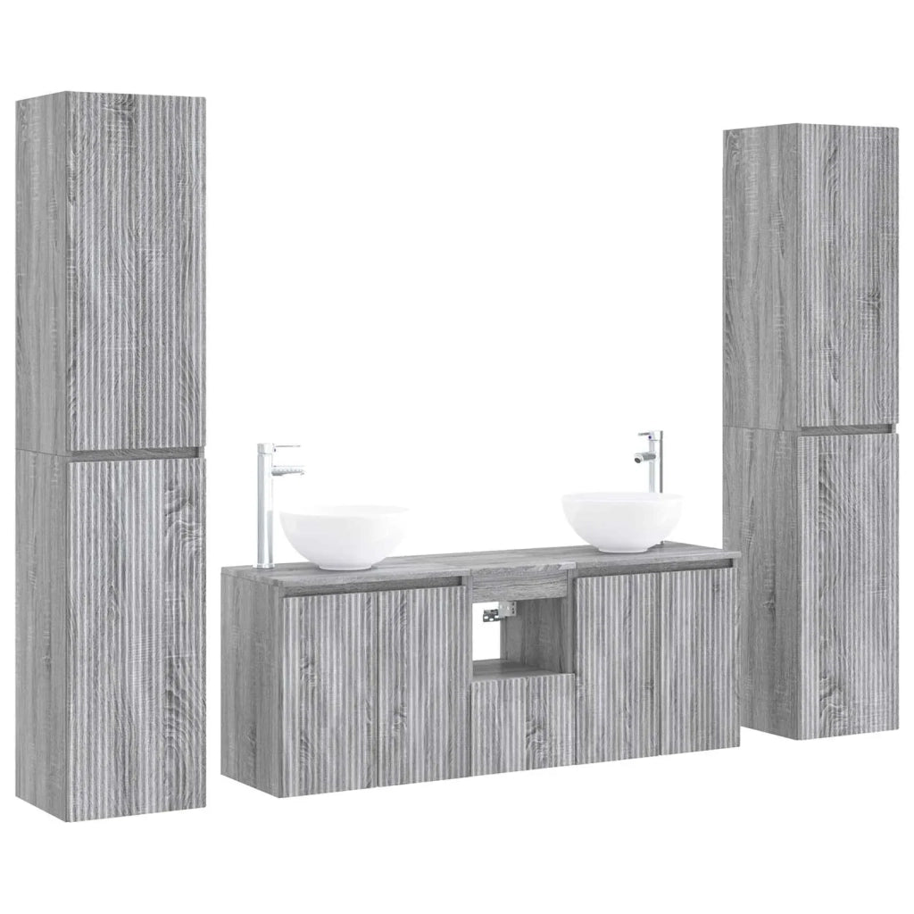 Set di mobili per il bagno 5 pz Sonoma grigio 3406029