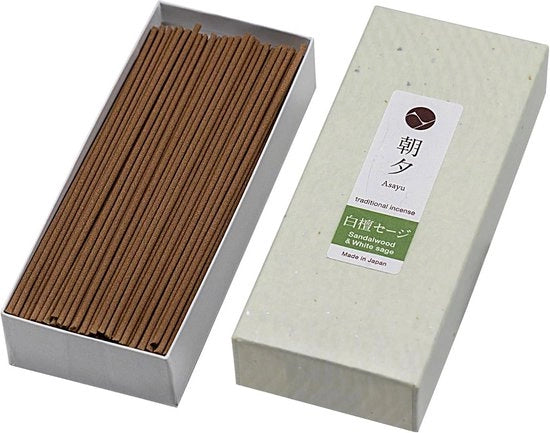 Stick di Incenso Giapponesi Naturali Sandalo e Salvia Bianca – Ideali per la Meditazione e la Relaxazione