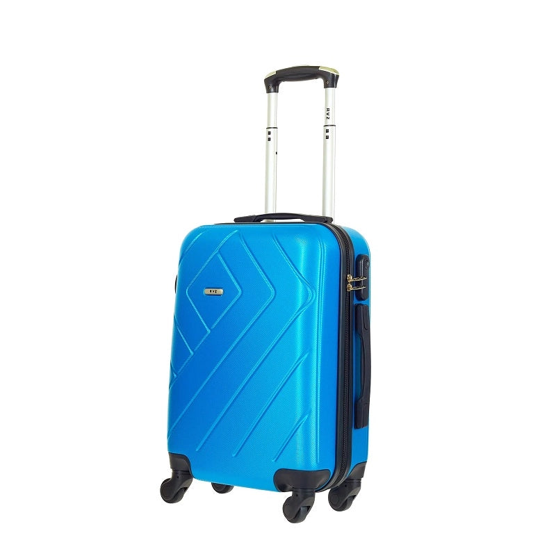 Trolley valigia in ABS rigido, 4 doppie ruote blu 55x40x20cm Loba