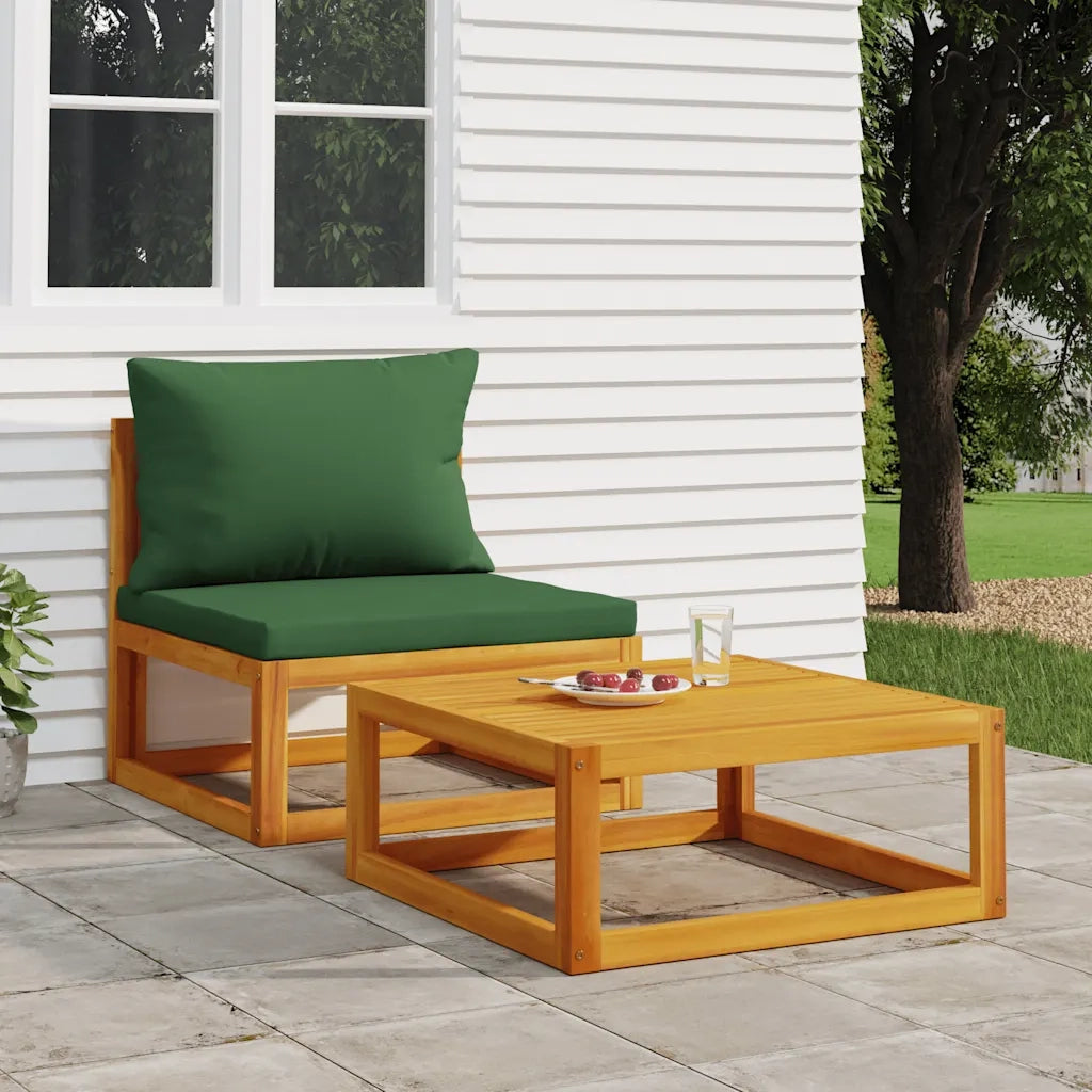 Salotto da Giardino-Set Divani da Giardino 2pz con Cuscini Legno Massello di Acacia 407829