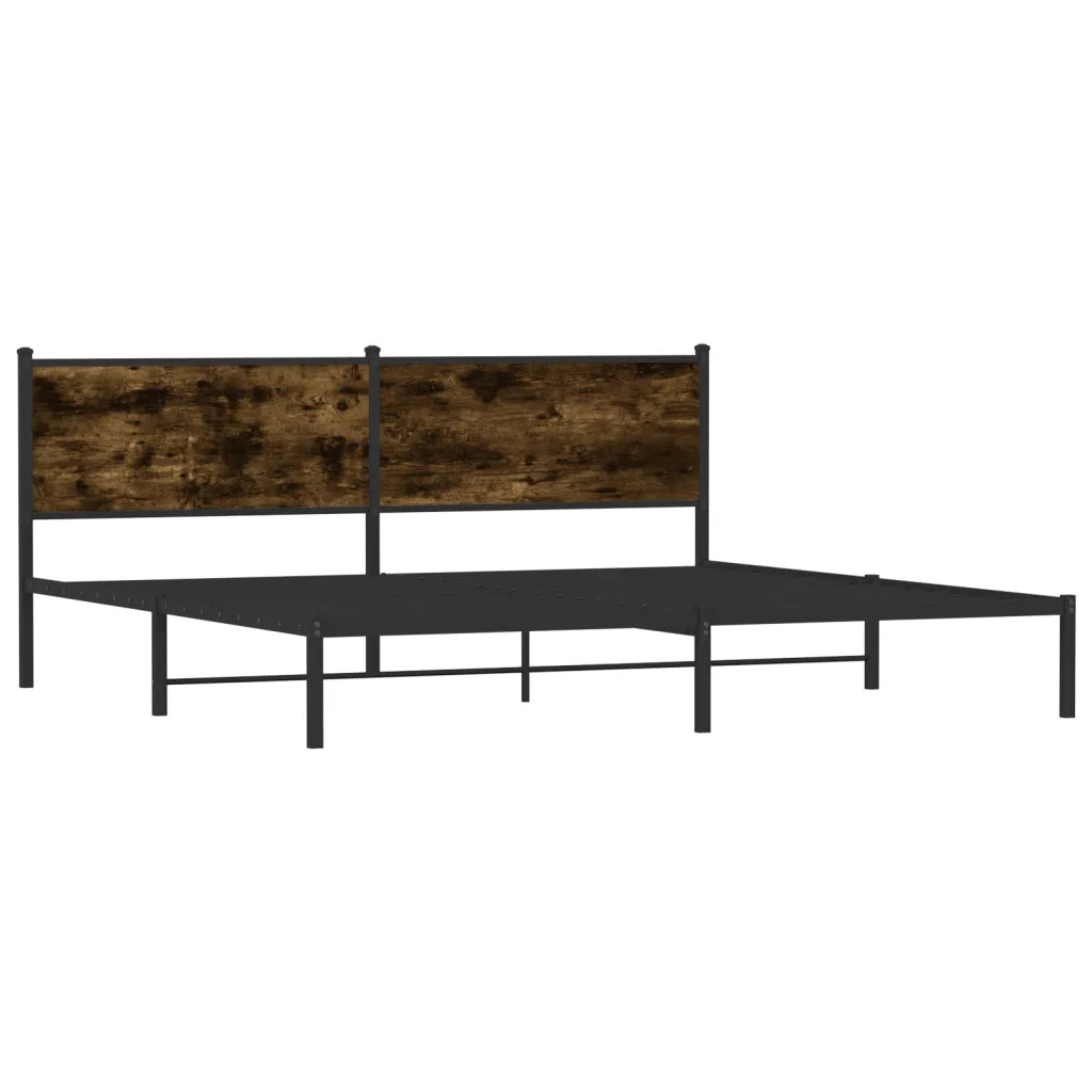 Letto matrimoniale | Letto per adulti | Giroletto senza Materaso in Metallo Rovere Fumo 193x203 cm