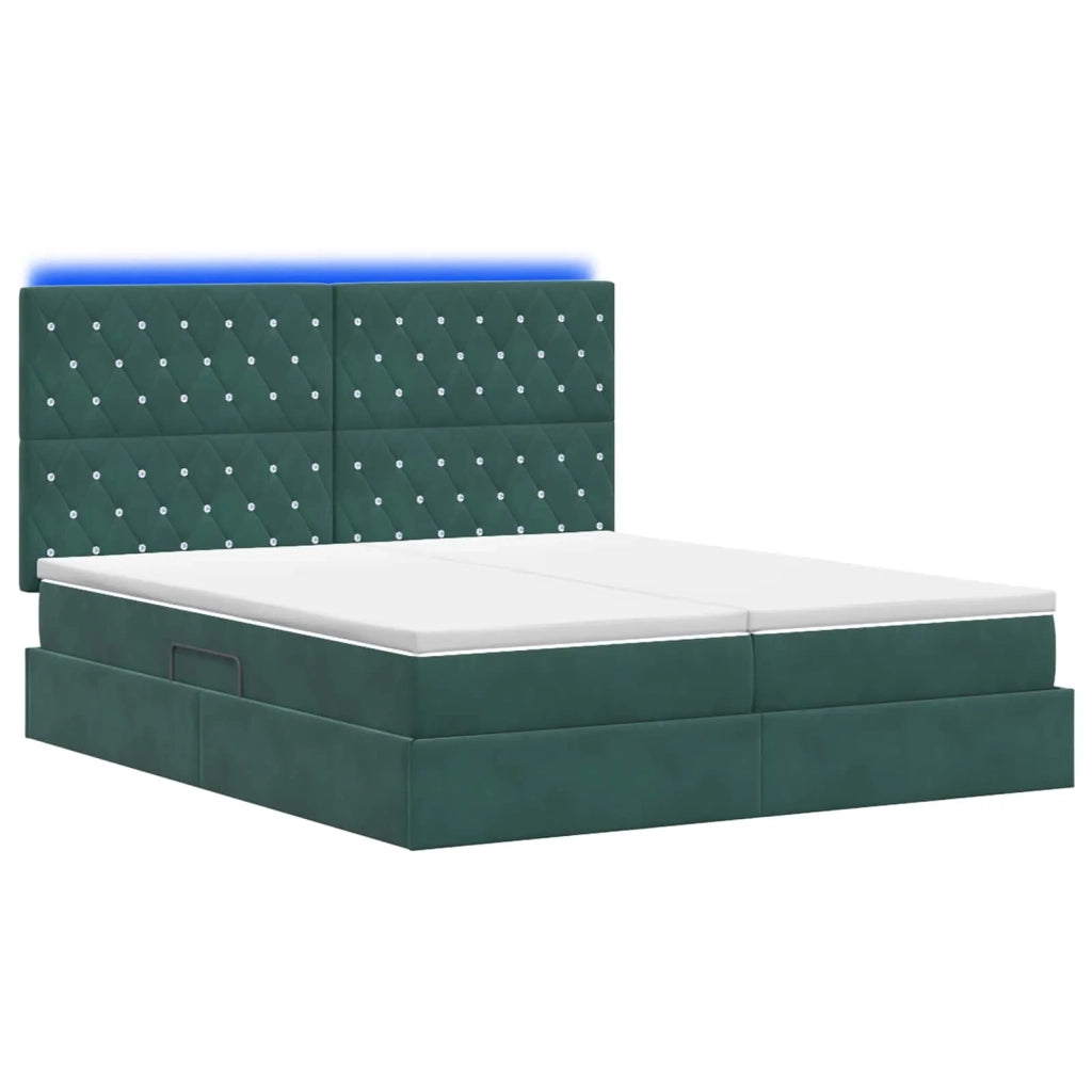 Letto con contenitore LED e materasso Verde Scuro 200 x 200 cm 3460263